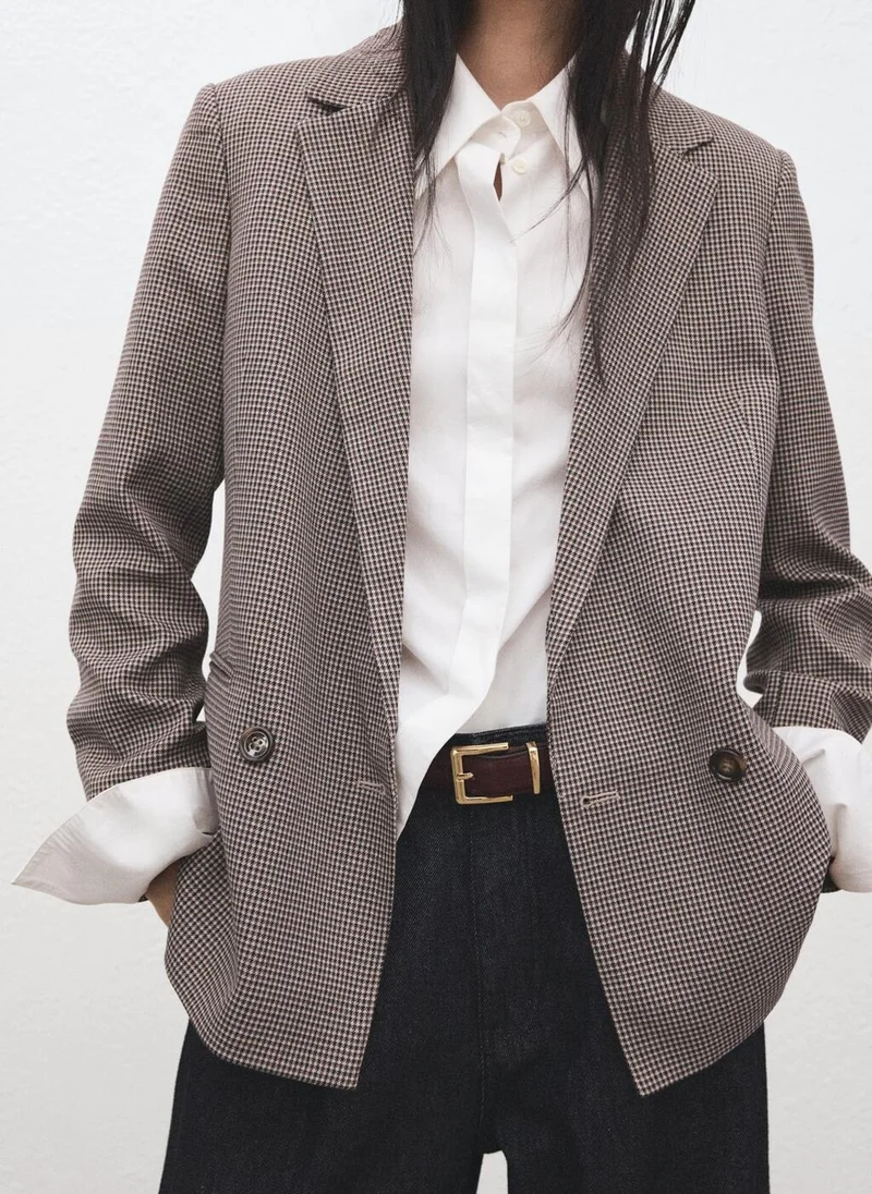 MANGO Double-breasted micro-houndstooth jacket