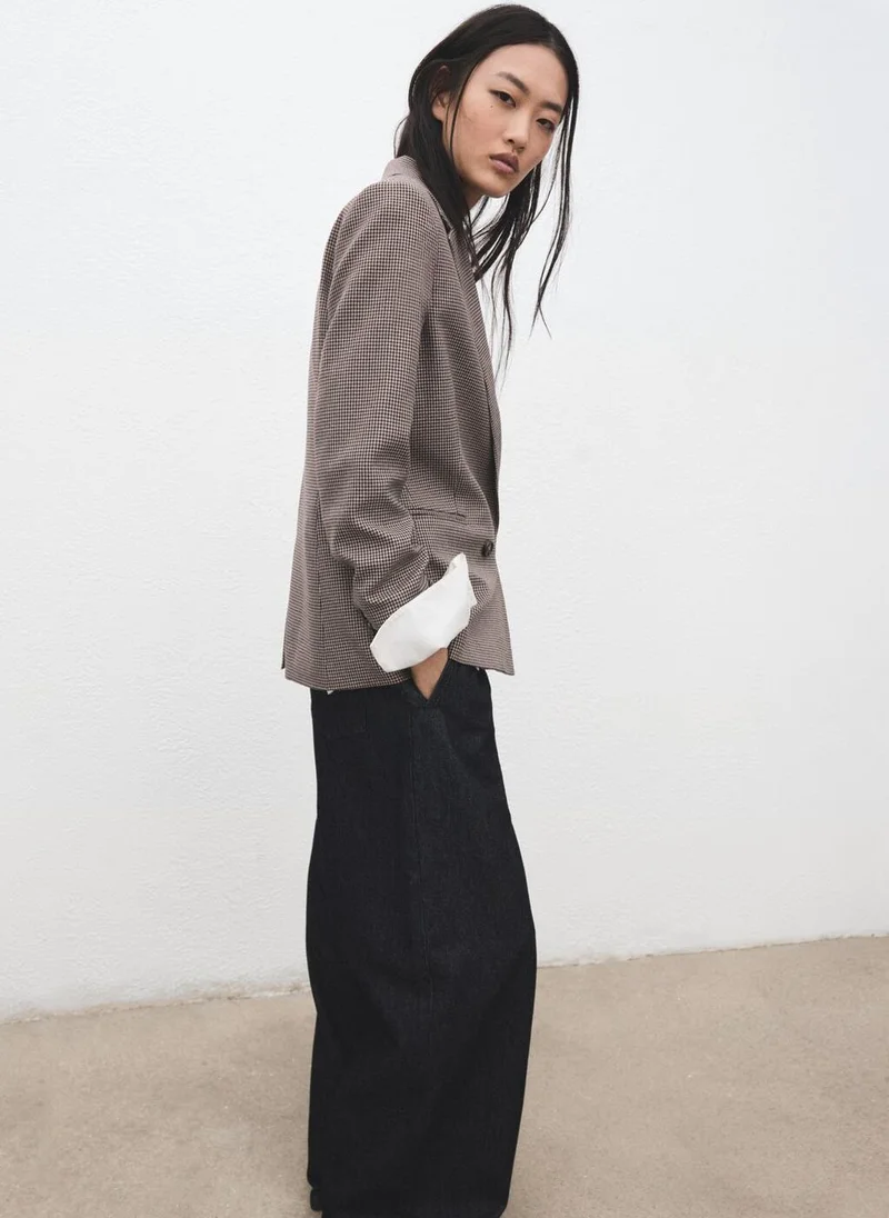 مانجو جاكيت كاروهات مزدوج الصدر