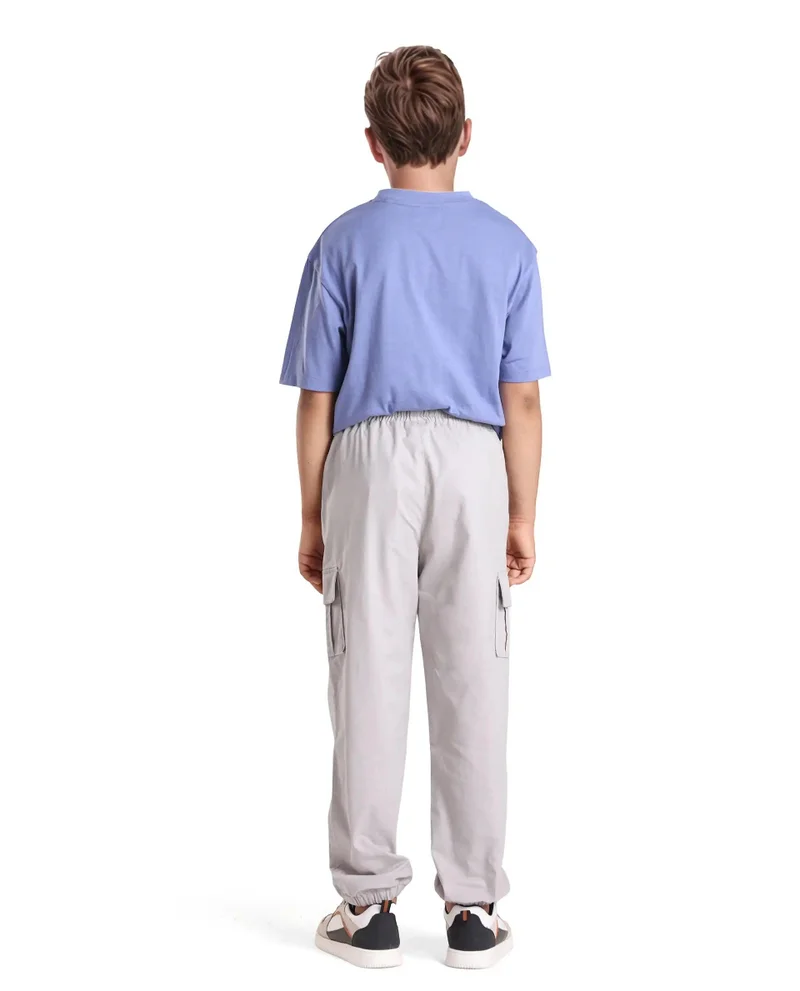 Rare Ones Rare Ones Kids Zash Grey Cotton Solid Button And Zip Closure Regular Fit Trouser