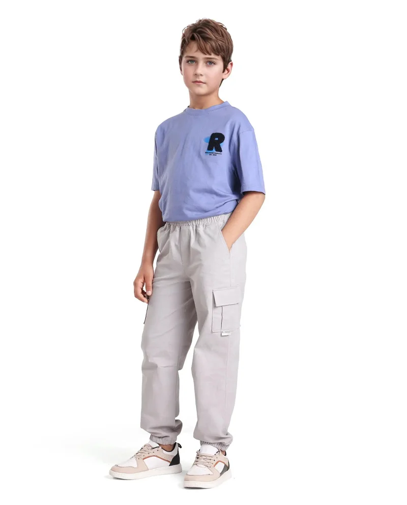 Rare Ones Rare Ones Kids Zash Grey Cotton Solid Button And Zip Closure Regular Fit Trouser