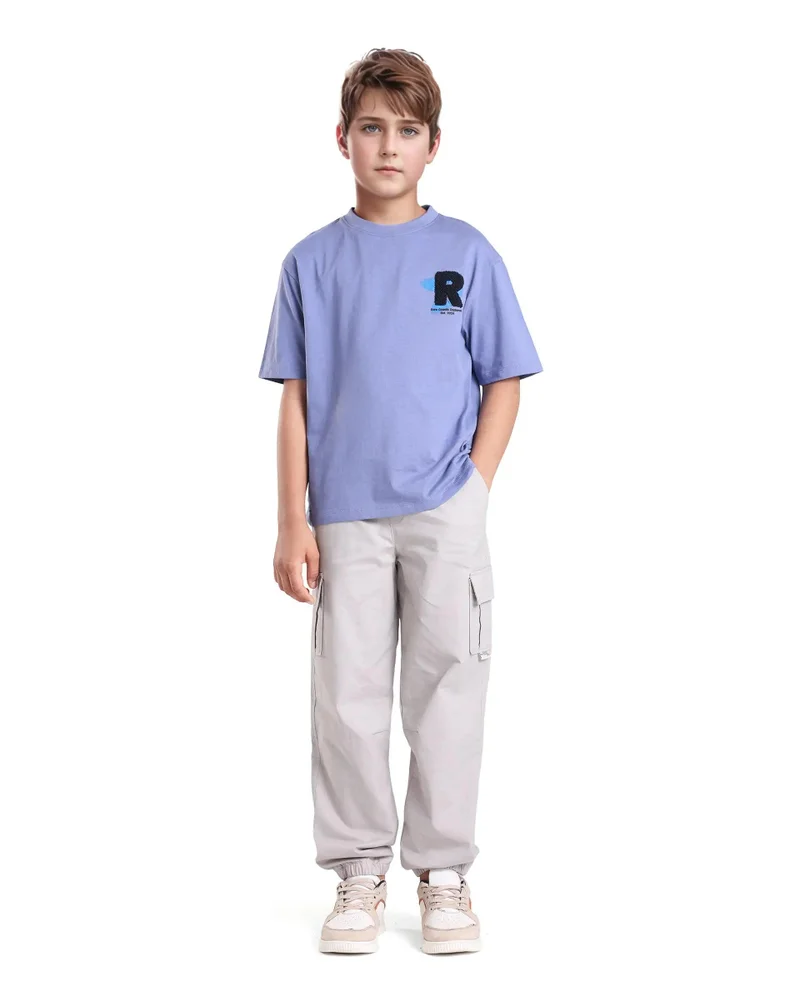 رير ونز Rare Ones Kids Zash Grey Cotton Solid Button And Zip Closure Regular Fit Trouser