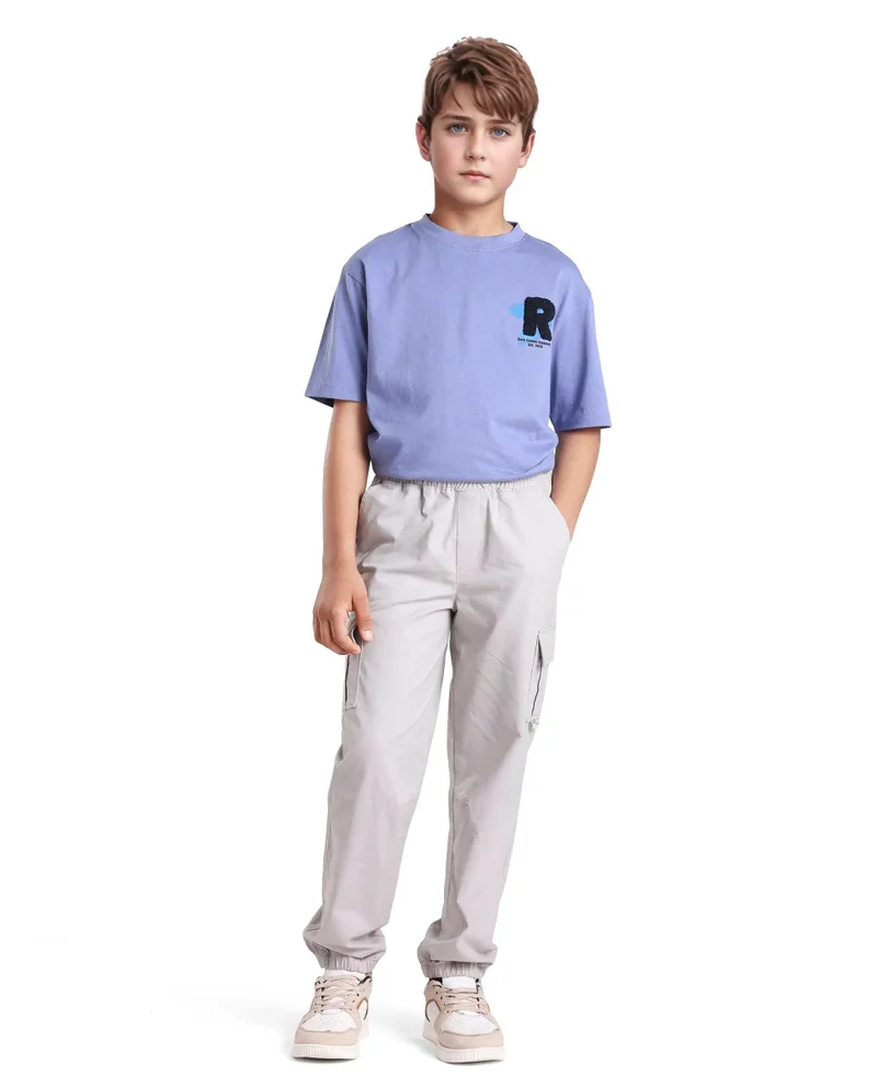 Rare Ones Rare Ones Kids Zash Grey Cotton Solid Button And Zip Closure Regular Fit Trouser