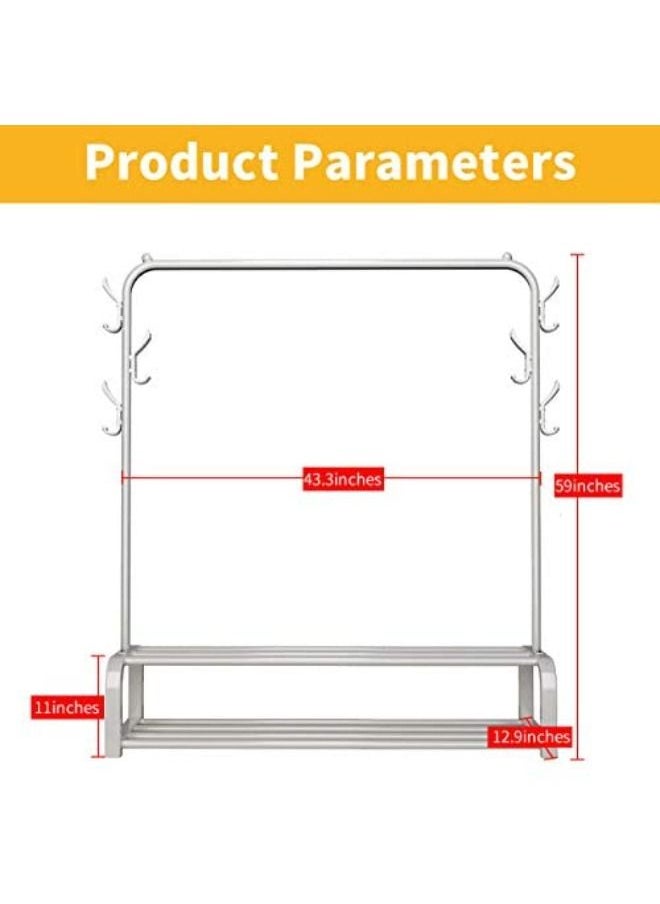 MTL Clothes Organizer And Holder Coated Metal Rack White 110x33x150 cm  - Image 5