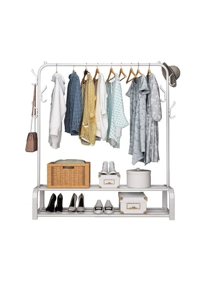 MTL Clothes Organizer And Holder Coated Metal Rack White 110x33x150 cm  - Image 1