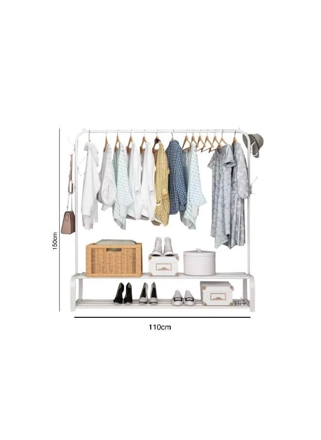 MTL Clothes Organizer And Holder Coated Metal Rack White 110x33x150 cm  - Image 4