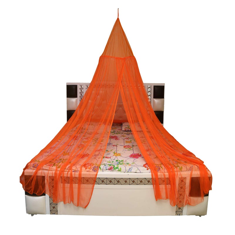 Creative Textiles Portable Polyester Mosquito Net for Double Bed Home & Travel, Lightweight Pop-Up Tent for Beds (Orange) - Image 4