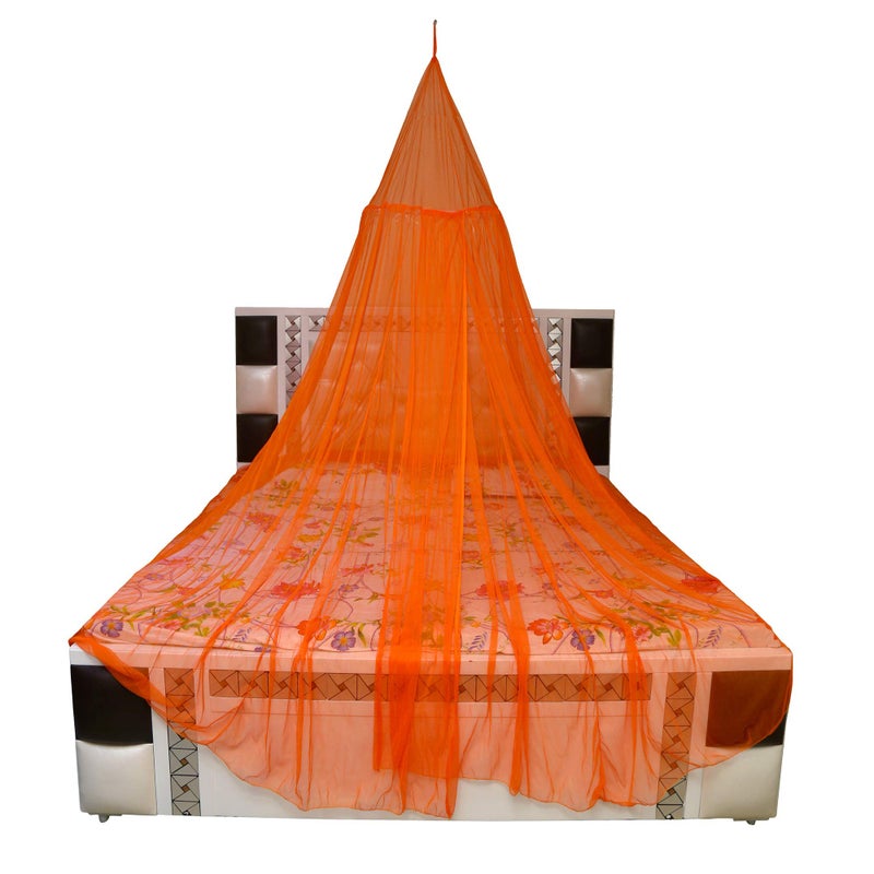 Creative Textiles Portable Polyester Mosquito Net for Double Bed Home & Travel, Lightweight Pop-Up Tent for Beds (Orange) - Image 3