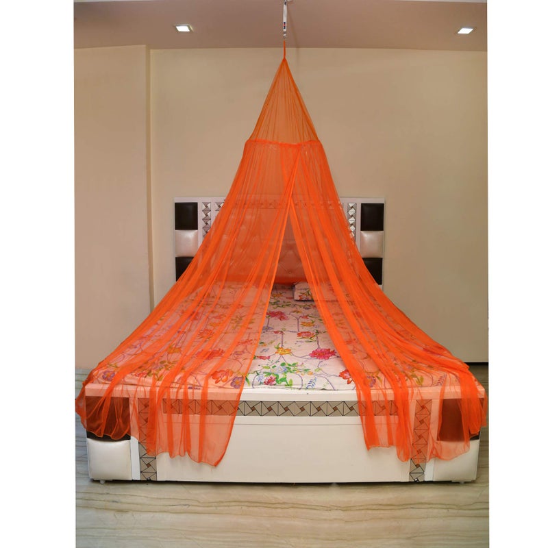 Creative Textiles Portable Polyester Mosquito Net for Double Bed Home & Travel, Lightweight Pop-Up Tent for Beds (Orange) - Image 2