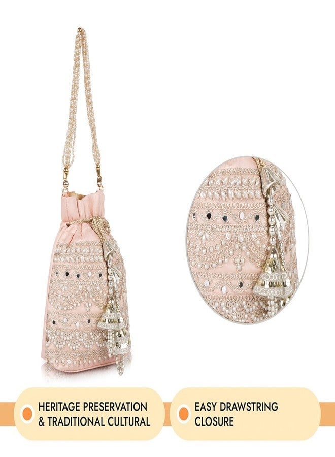 PLANX Velvet SilK Stylish Embroidery Unique Design Traditional Wedding Handheld Potli Bag For Women - Image 2