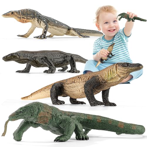 THINKBAY 4PCS Komodo Dragon Lizard Animal Figurines ToysRealistic Plastic Lizard Toys Realistic Reptile Figures Educational Toy for BoysGirls and Kids - Image 1
