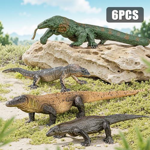 THINKBAY 4PCS Komodo Dragon Lizard Animal Figurines ToysRealistic Plastic Lizard Toys Realistic Reptile Figures Educational Toy for BoysGirls and Kids - Image 5
