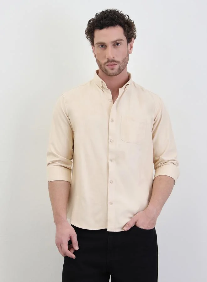 Styli Solid Oxford Regular Fit Spread Collar Shirt