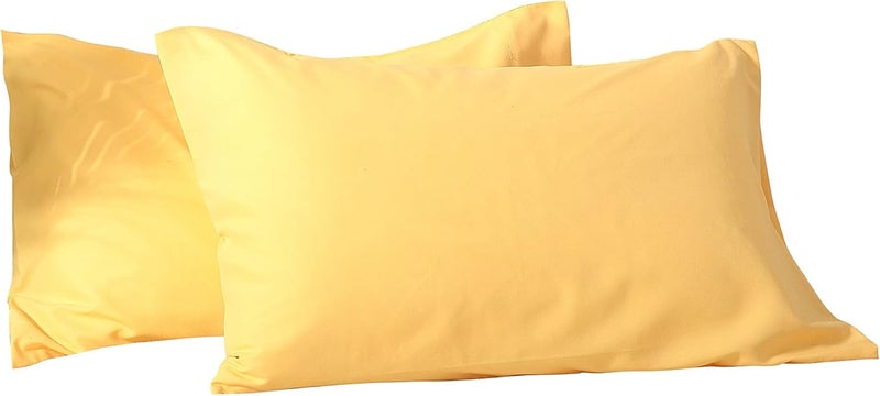 EVOLIVE Ultra Soft Brushed Microfiber King Size 20"x40" Pillowcases Pair with Envelope Clousure Set of 2 (20"x40" King, Yellow) - Image 1