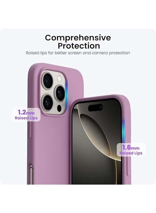 متوافق مع iPhone 16 Pro Max مقاس 6.9 بوصة، جراب واقٍ رفيع مصنوع من السيليكون السائل مع ثلاث طبقات من المطاط الهلامي الناعم المقاوم للصدمات وبطانة من الألياف الدقيقة المقاومة للخدش - أرجواني أرجواني - Image 3