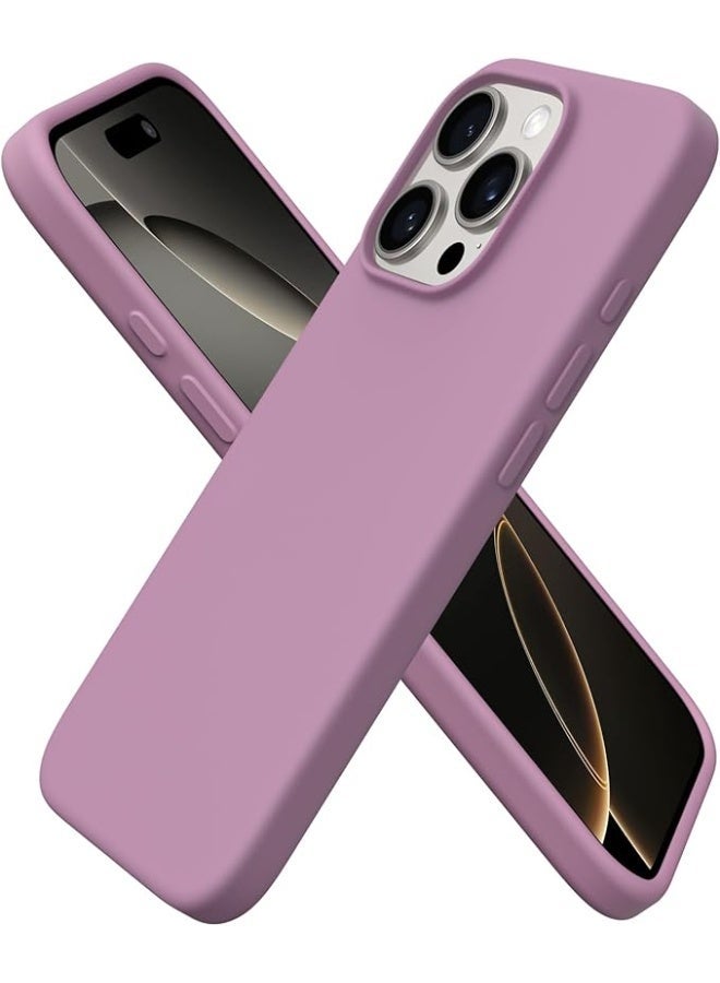 متوافق مع iPhone 16 Pro Max مقاس 6.9 بوصة، جراب واقٍ رفيع مصنوع من السيليكون السائل مع ثلاث طبقات من المطاط الهلامي الناعم المقاوم للصدمات وبطانة من الألياف الدقيقة المقاومة للخدش - أرجواني أرجواني - Image 1