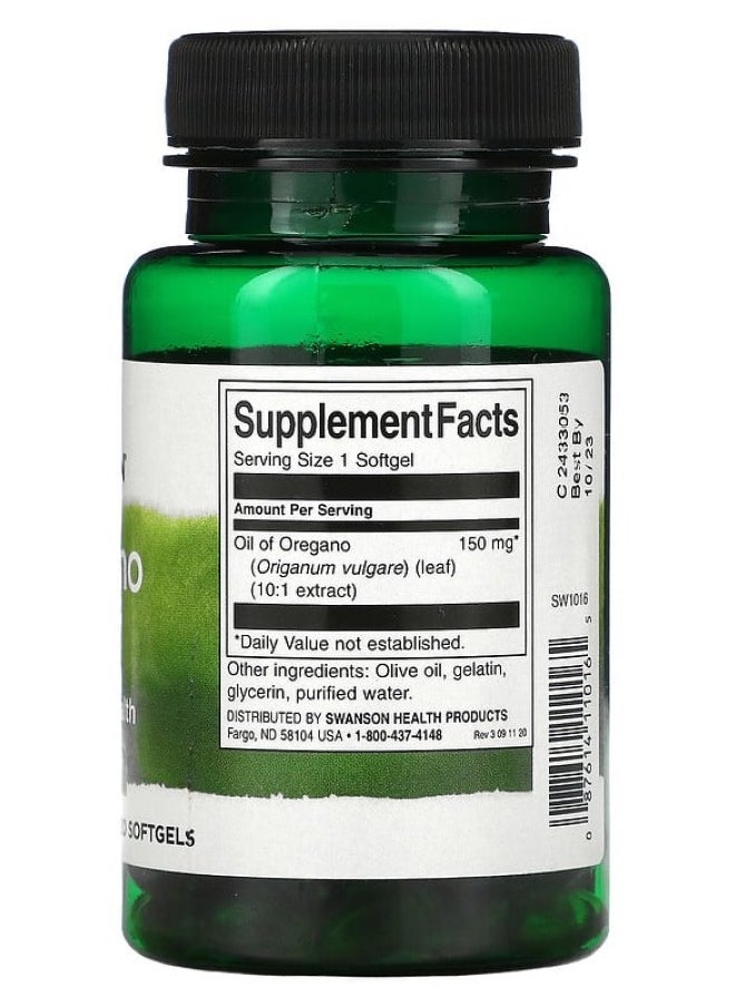 SWANSON - Oregano Oil 10:1 Extract 150 mg 120 Sgels - Image 1