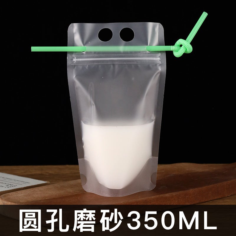 Generic Disposable Beverage Pouches Matte Stand-up 350ML round hole portable (100) 