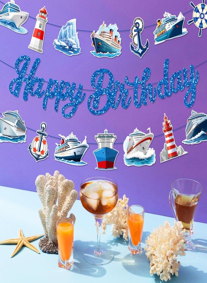 Lide Road 3PCS Nautical Cruise Birthday Banners Nautical Cruise Birthday Party Supplies Ocean Ship Anchor Party Decorations Anchor Nauticals Sailor Lighthouse Cutout Banner for Sailing Themed Birthday Party Baby Shower Supplies - Image 4