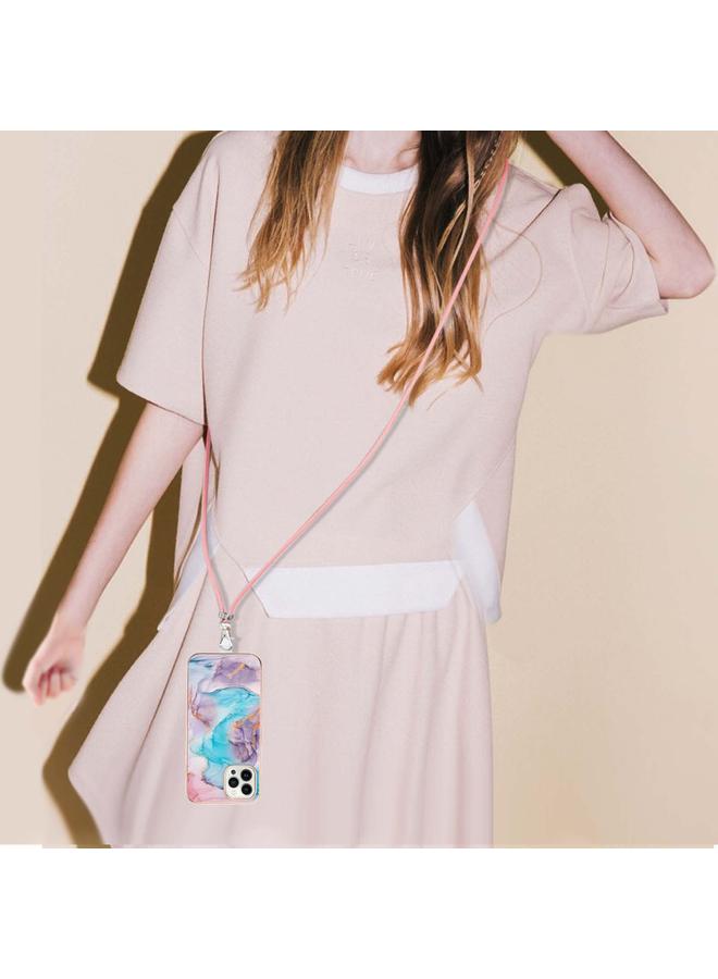 S-TOP Case For iPhone 15 Pro Max Electroplating Pattern IMD TPU Shockproof Case with Neck Lanyard - Image 4