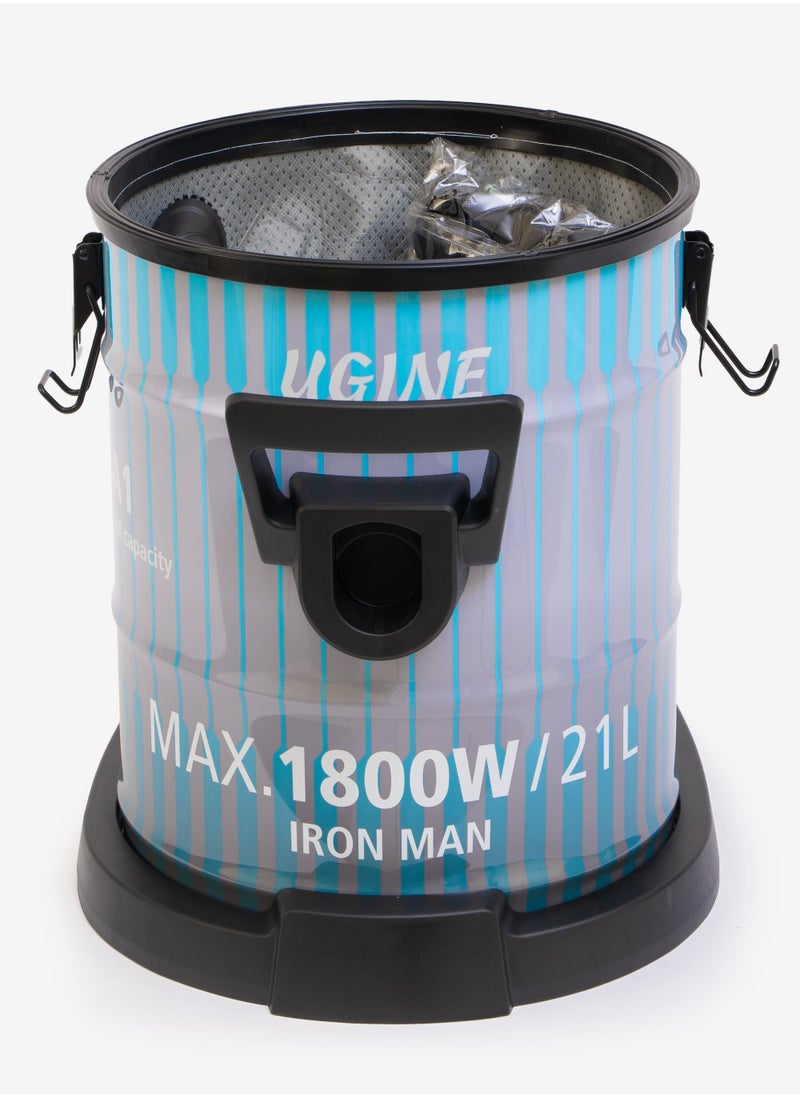 UGINE Ugine Drum Vacuum Cleaner, 21L, 1800W, Light Blue - UGDW-P14  - Image 3