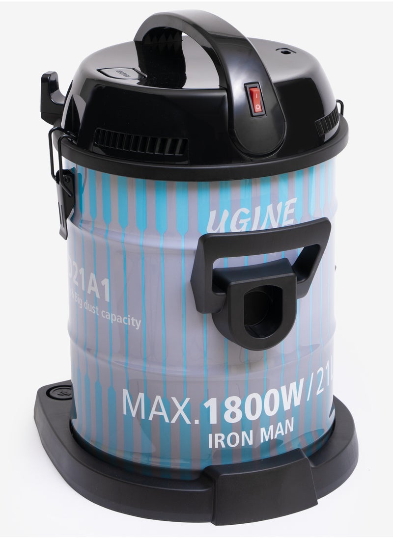 UGINE Ugine Drum Vacuum Cleaner, 21L, 1800W, Light Blue - UGDW-P14  - Image 2