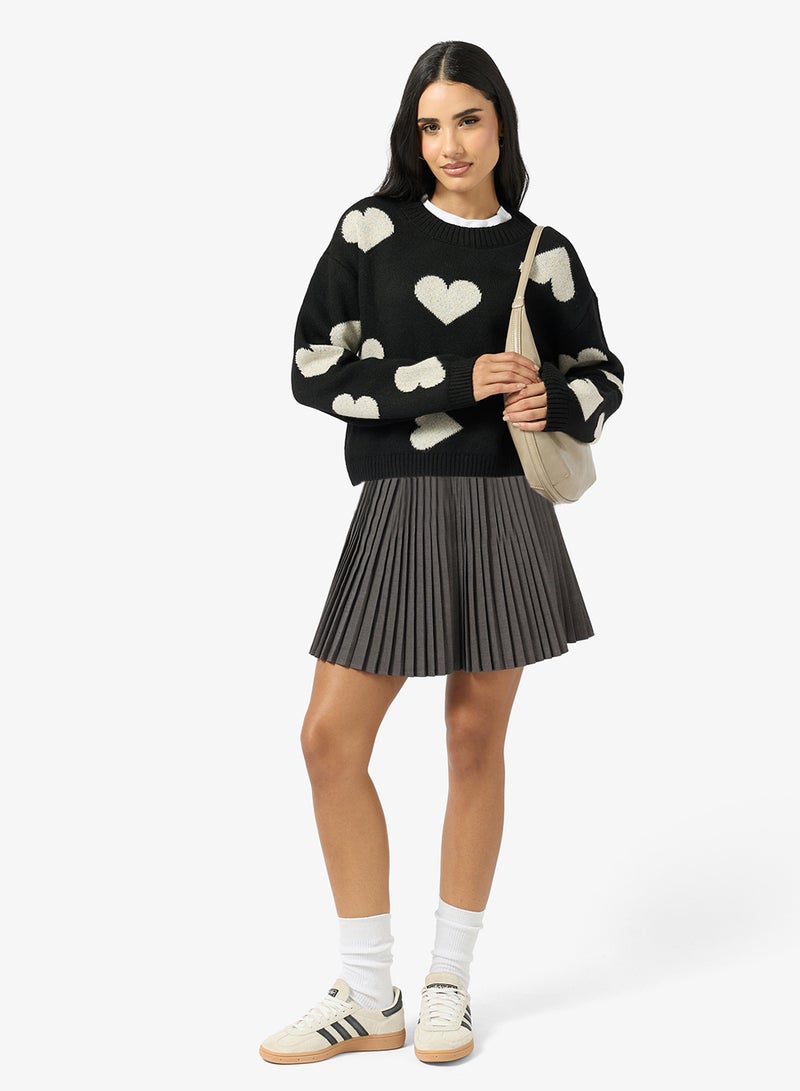 ONLY Onlhappie Heart Detail Long Sleeve Pullover Sweater - Image 4