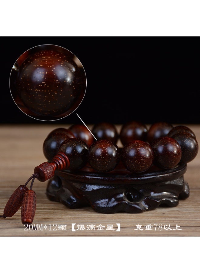 Zambia Small Leaf Purple Sandalwood High Density Gold Star Old Material Blood Sandalwood Bead Hand String Wholesale Prayer Bead Wood Bracelet Cultural Play - Image 3