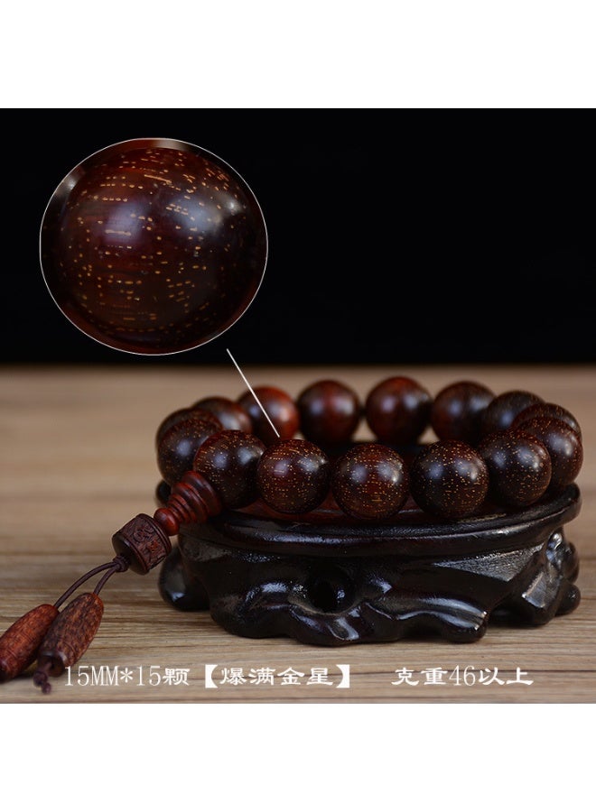 Zambia Small Leaf Purple Sandalwood High Density Gold Star Old Material Blood Sandalwood Bead Hand String Wholesale Prayer Bead Wood Bracelet Cultural Play - Image 4