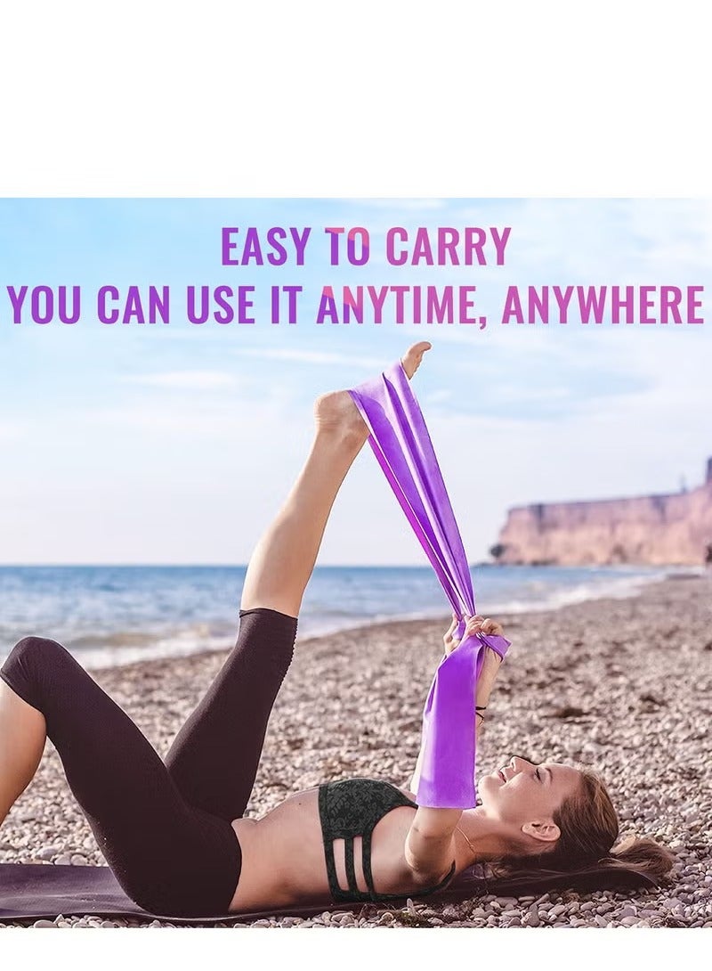 5-Piece Resistance Exercise Band 150*15*3.5cm for Physiotherapy, Strength Training & Fitness Workouts, Pilates, Stretching and Yoga Physical Therapy Fitness, Pink,Blue,Green,Yellow,Purple - Image 4