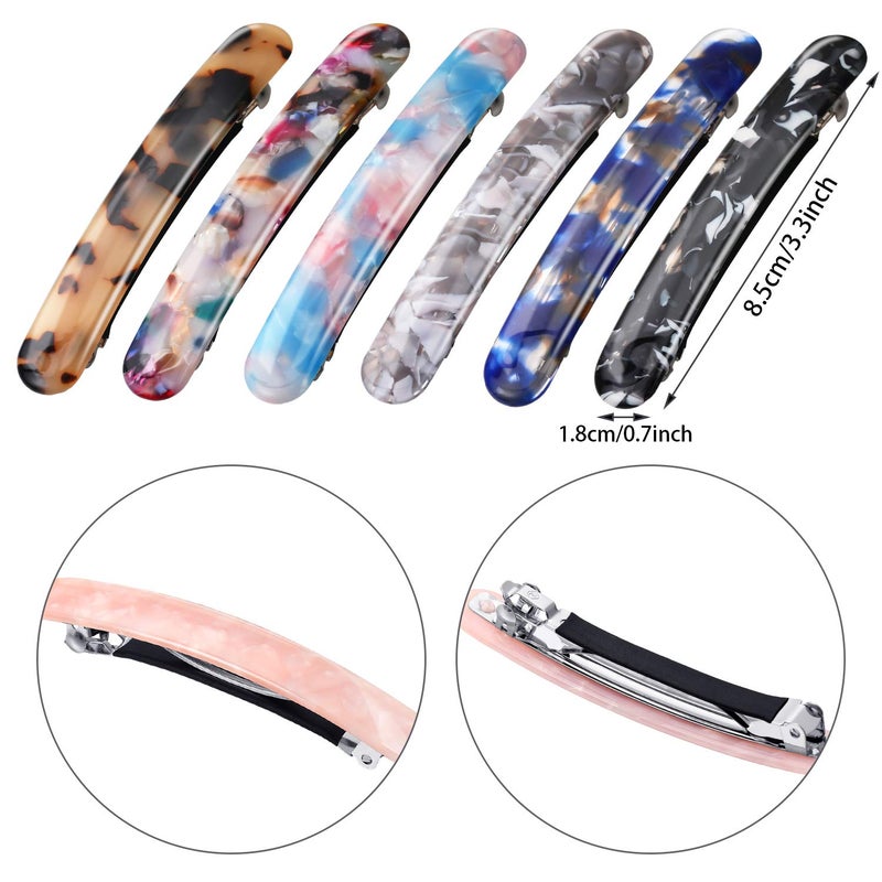 WILLBOND 12 Pieces Hair Barrettes for Women Tortoise Shell Acetate French Skinny Clip Automatic Ponytail Barrettes for Women Fine Thin Hair Accessories(Fresh Color) - Image 2