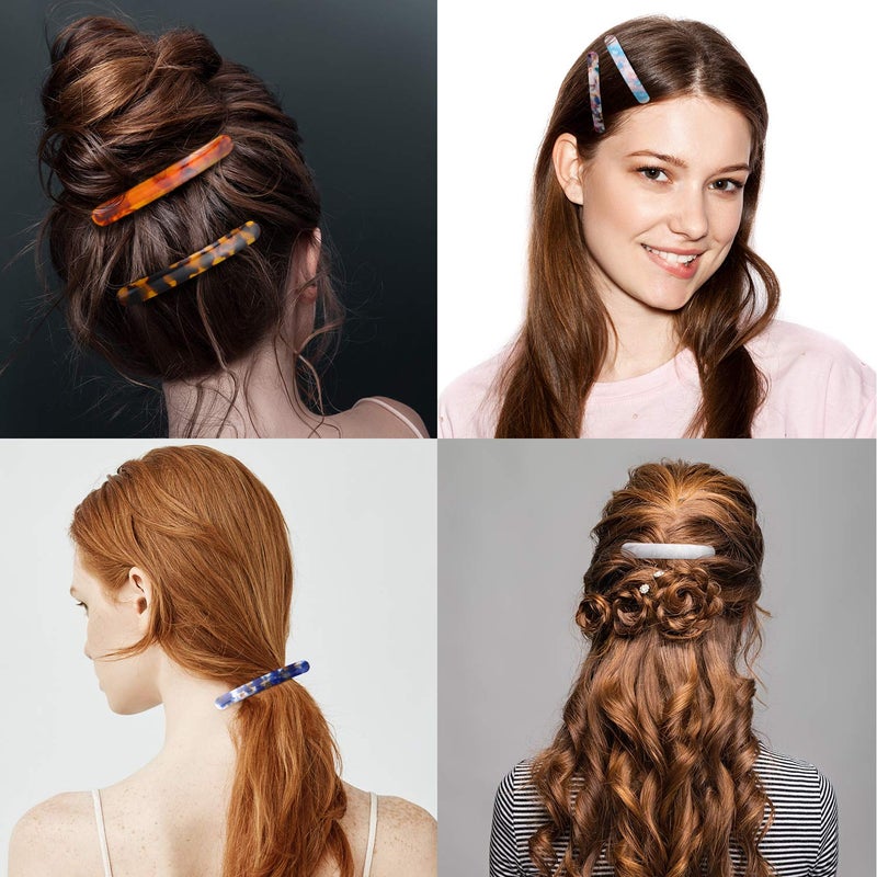 WILLBOND 12 Pieces Hair Barrettes for Women Tortoise Shell Acetate French Skinny Clip Automatic Ponytail Barrettes for Women Fine Thin Hair Accessories(Fresh Color) - Image 3