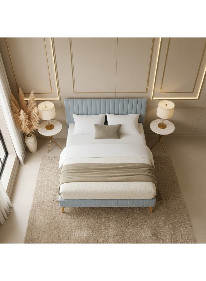 كستم ديكو سرير فاخر مُنجّد بلوح أمامي عمودي | سرير قماش قابل للتخصيص | سرير عصري مزدوج 120×200 سم - Image 4