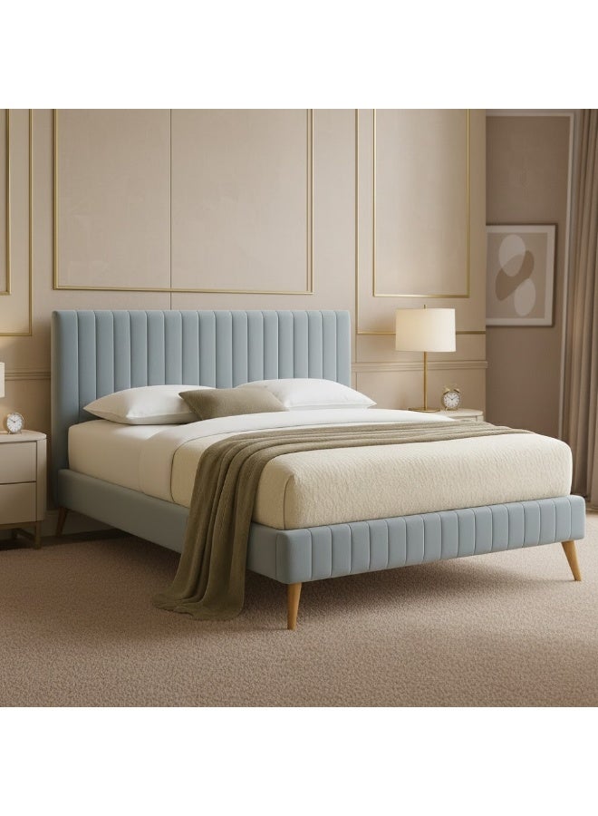 كستم ديكو سرير فاخر مُنجّد بلوح أمامي عمودي | سرير قماش قابل للتخصيص | سرير عصري مزدوج 120×200 سم - Image 2