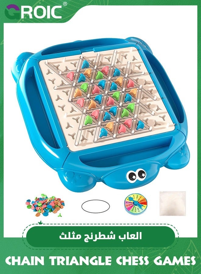 GROIC Chain Triangle Chess Game for Kids, Triggle Rubber Band Game, Interactive Peg Board Kids Educational Brain Teaser Strategy Puzzle Toy with Penalty Plate Family Party - Image 1