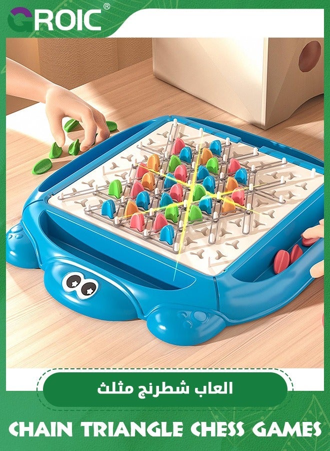 GROIC Chain Triangle Chess Game for Kids, Triggle Rubber Band Game, Interactive Peg Board Kids Educational Brain Teaser Strategy Puzzle Toy with Penalty Plate Family Party - Image 3