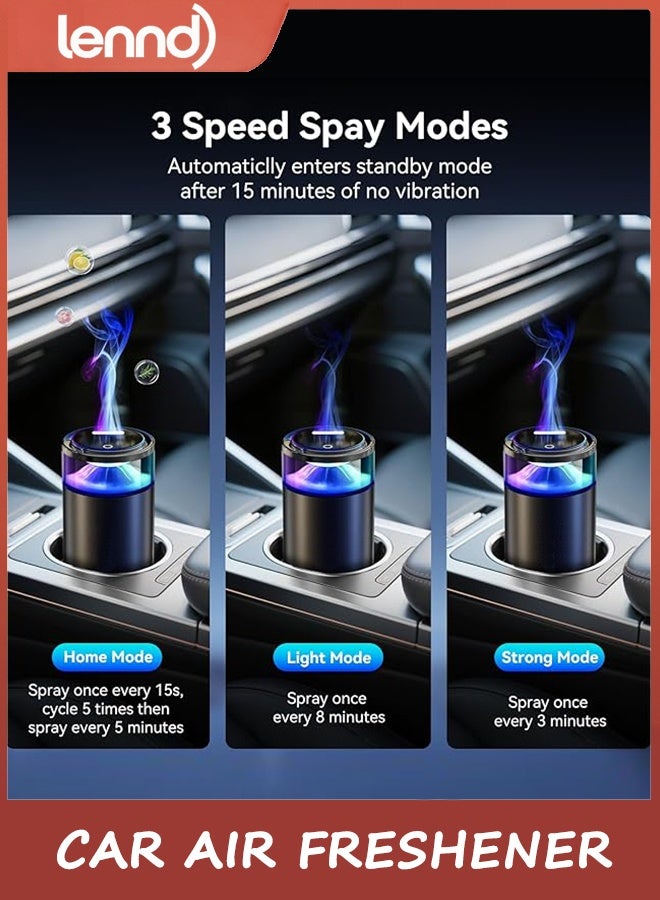 LENND 2025 Upgraded Smart Car Air Freshener,Car Diffuser Pro,Ultrasonic Atomizer,Auto On/Off, Adjustable Modes,8 Ambient Lights,Long-lasting Premium Scents(Snow Mountain) - Image 4