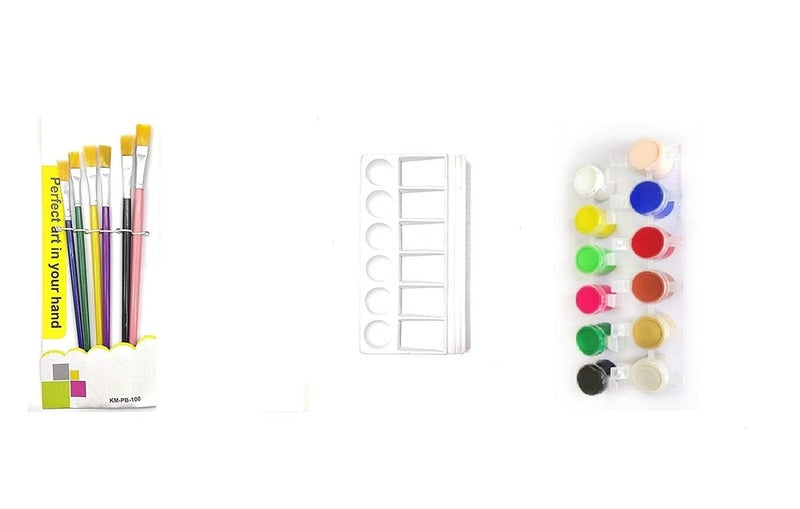 Eclet Paint Brush Combo 6 Flat with Heavy Color Plate(one Brush Free) A - Image 4