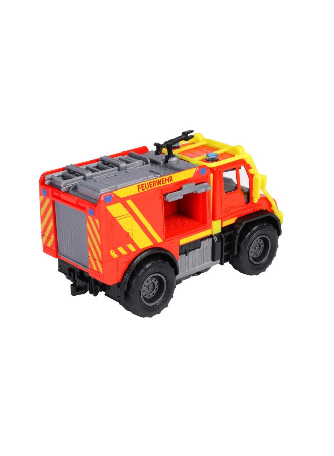 Majorette Unimog U530 Fire Truck, Officially Licensed Mercedes-Benz Fire Engine, 15 cm Diecast Vehicle with Rubber Tires, Opening Side Compartments, Removable Ladder, Movable Water Nozzle, Ages 3+ - Image 3