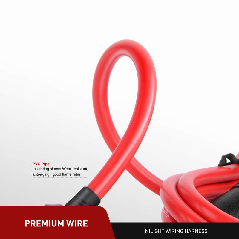 Nilight 10003W 14 Ft Male-to-Female Extension Cord Cable Heavy Duty 12V/24V Car Charger with Cigarette Lighter Socket,2 Years Warranty, red - Image 4