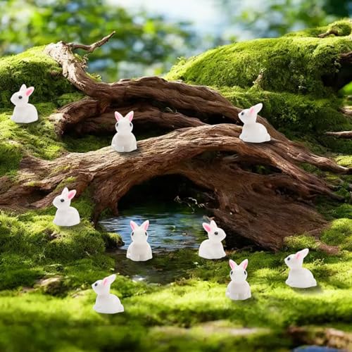 Exasinine 100Pcs Rabbit Miniature Figurines Easter Bunny Mini Rabbits Bunny Figurine Mini Resin Animals Fairy Garden Miniature Ornaments for Easter Egg Fillers Dollhouse Cake Home DéCor - Image 3