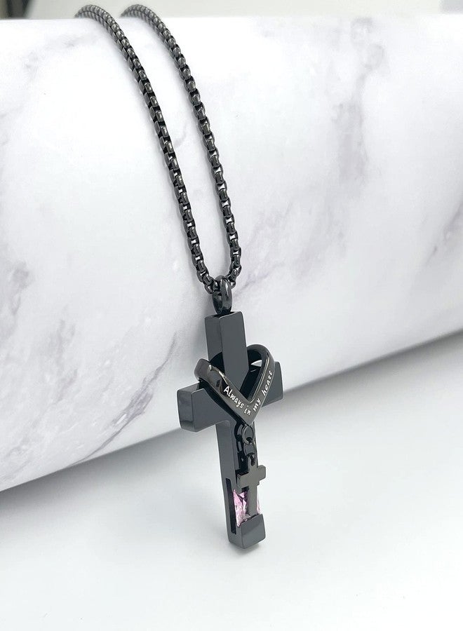 YOUFENG October Birthstones Urn Necklaces for Ashes Cross Cremation Pendant Urns for Human Ashes Memorial Keepsake Locket Jewelry - Image 5