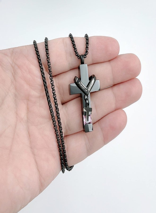 YOUFENG October Birthstones Urn Necklaces for Ashes Cross Cremation Pendant Urns for Human Ashes Memorial Keepsake Locket Jewelry - Image 4