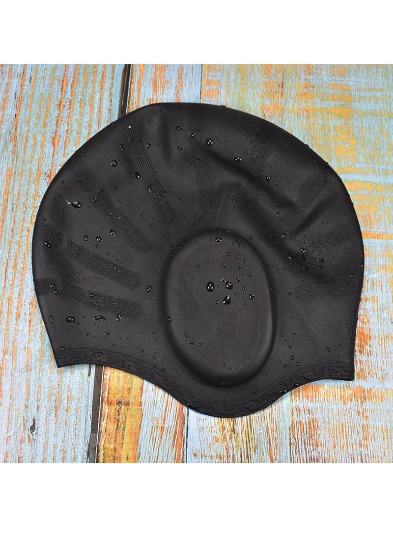 Swimming Cap Waterproof Long Hair Earmuffs Swim Cap Ear Protection Unisex Swim Bath Hat - Image 2
