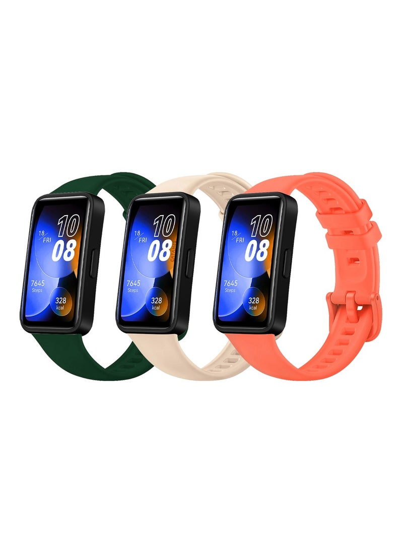 CATANES 3 Packs Of Huawei Band 8 Watch Band for Men Women Sport Watch Strap Lightweight Silicone Replacement Band Multicolour