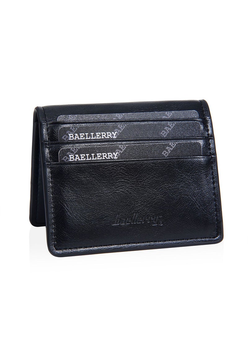 baellerry Slim Leather Card Holder Wallet (Black) - Image 1