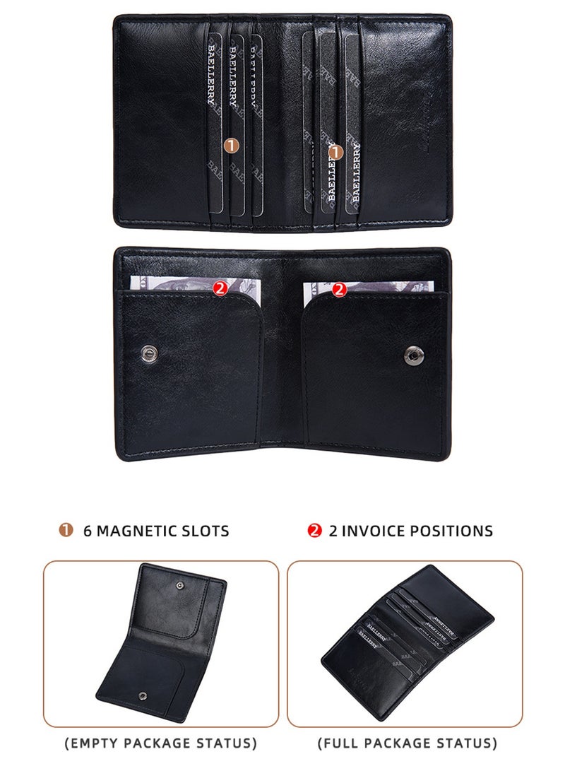 baellerry Slim Leather Card Holder Wallet (Black) - Image 4