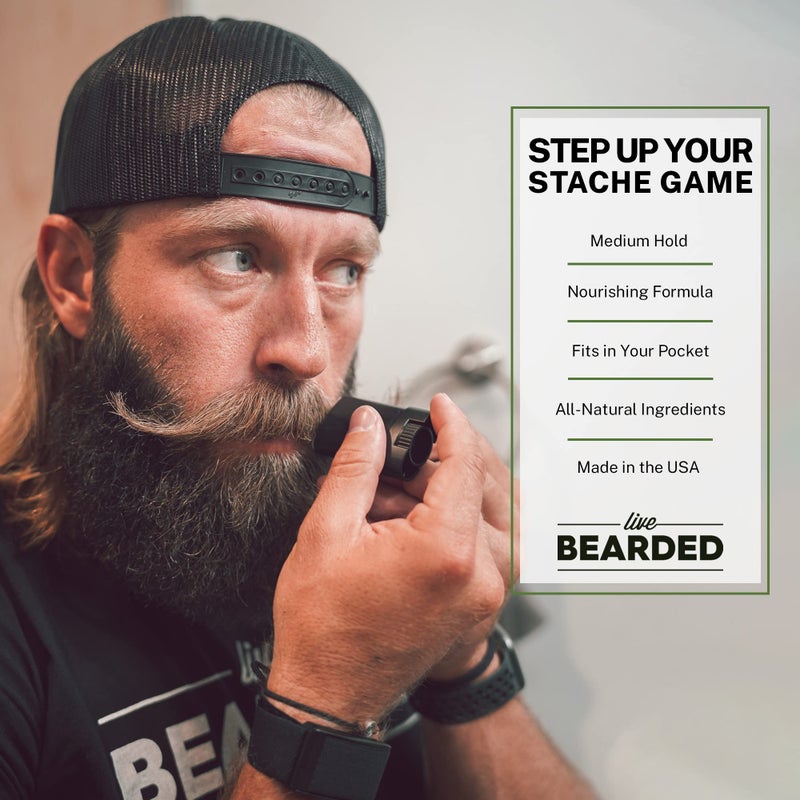 Live Bearded Mustache Wax Stick, 0.35 oz - Made in the USA with All-Natural Ingredients - Medium Hold Stache and Beard Styling for Men | Straight Up - Fragrance-Free - Image 4
