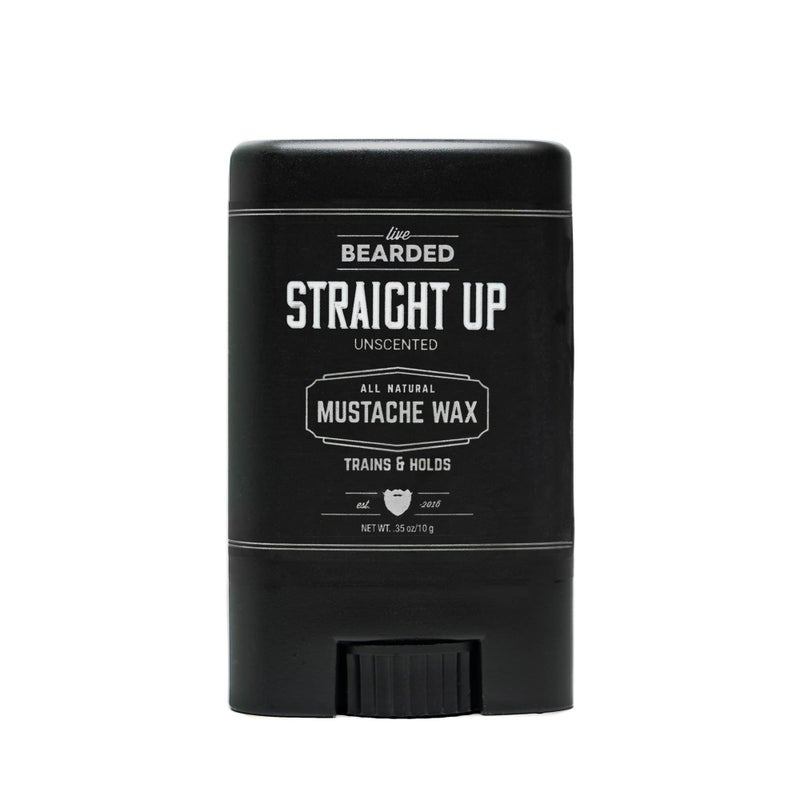 Live Bearded Mustache Wax Stick, 0.35 oz - Made in the USA with All-Natural Ingredients - Medium Hold Stache and Beard Styling for Men | Straight Up - Fragrance-Free - Image 1
