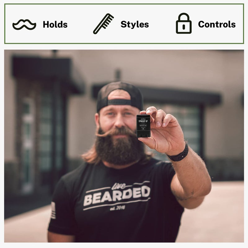 Live Bearded Mustache Wax Stick, 0.35 oz - Made in the USA with All-Natural Ingredients - Medium Hold Stache and Beard Styling for Men | Straight Up - Fragrance-Free - Image 5