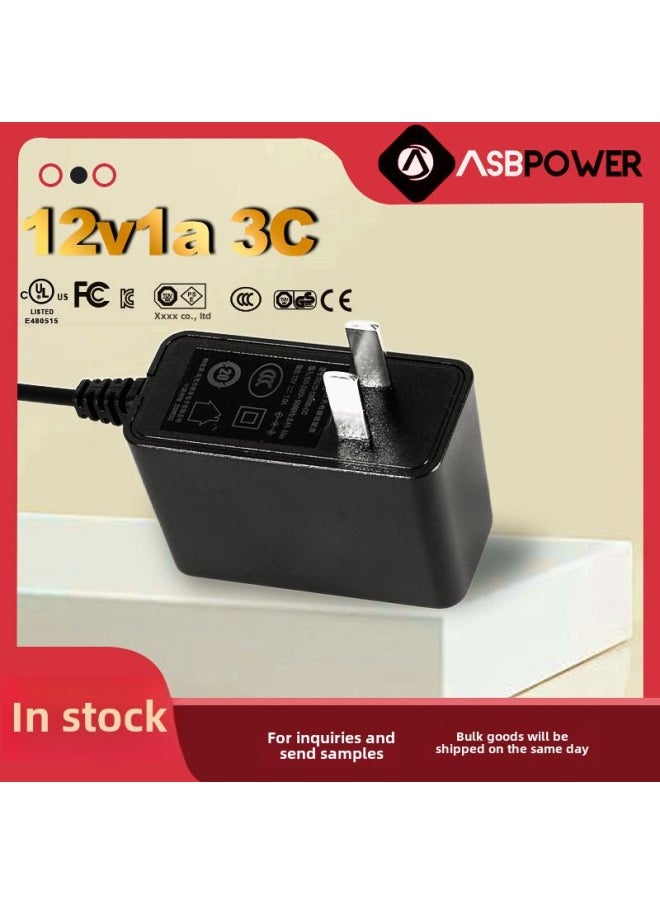 Generic - Applicable Router 12W Medium Gauge 3c Set-top Box Sub-certification Power Adapter 12v1a Light Cat Light Bar Adapter-Color:Black Spot-Specifications:DC5.5*2.1*10mm - Image 1